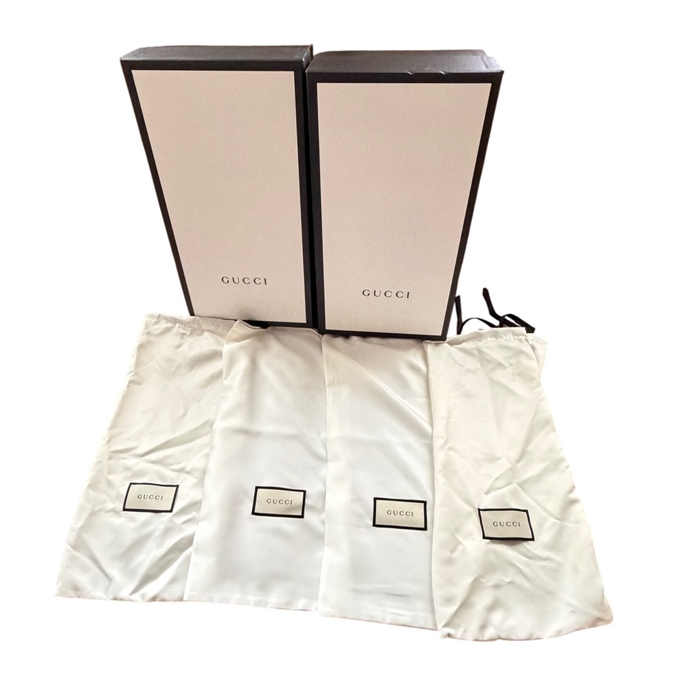 Gucci Set of 2 Large Shoe Boxes and 4 White Logo Dust Bags Luxury‎ Storage